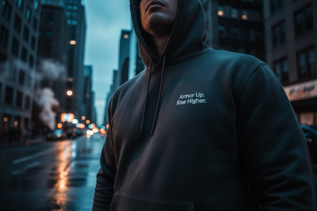 Hoodie with small text - urban