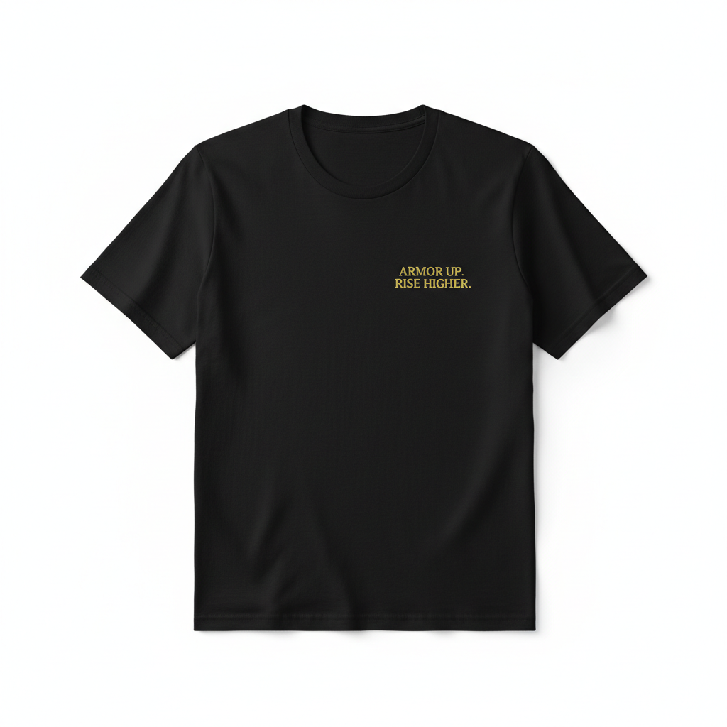 ASCEND Black T-Shirt - Front view with tagline on left chest